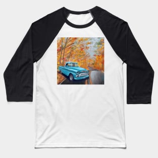 Vintage Blue Pickup in Autumn Baseball T-Shirt